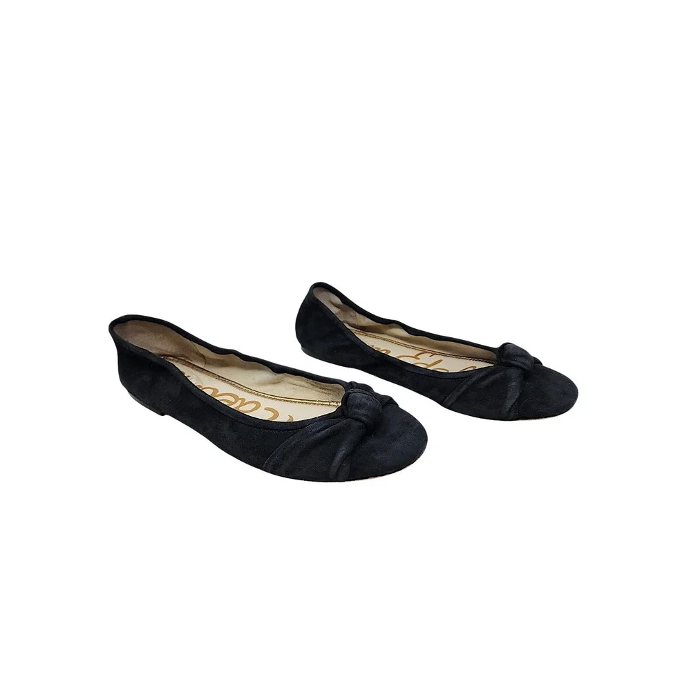 Sam Edelman Ballet Flat 10 Women Felicia Black Suede Knot Slip On Classic Chic